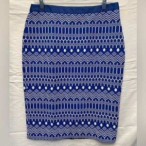 Boden blue and white pencil skirt, size 8L